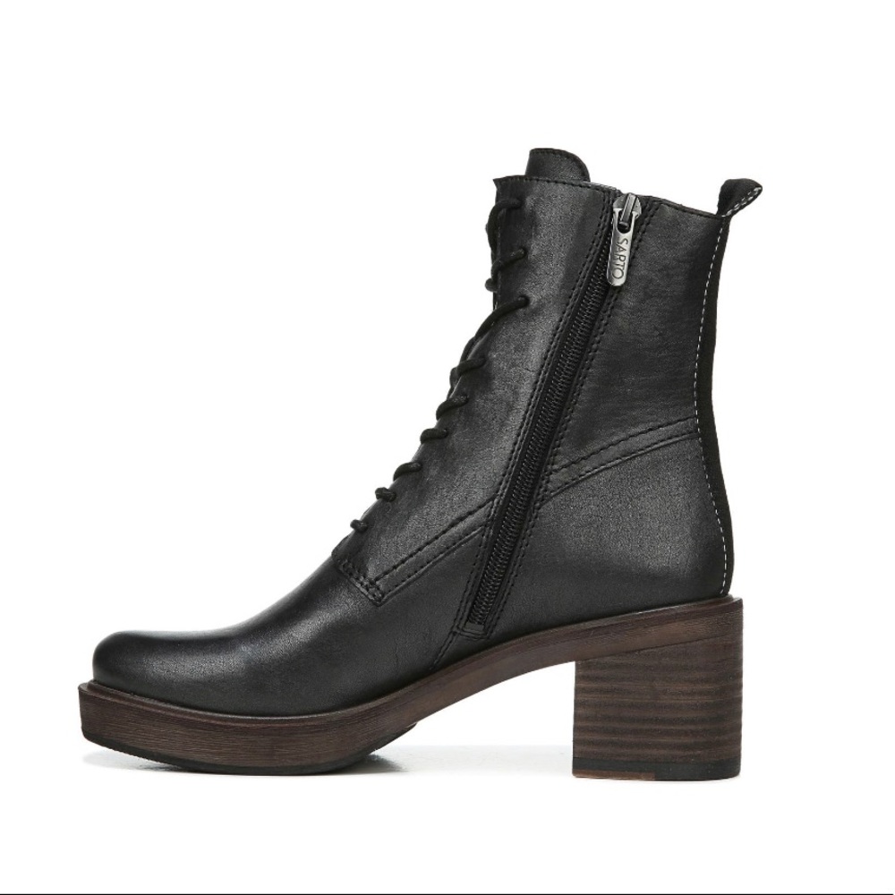 Sarto by Franco Sarto Black Leather Lace Up Heel Combat Boot NWT 6.5 - Picture 9 of 9